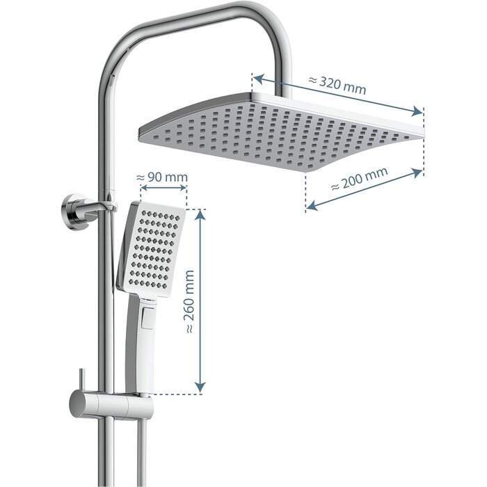 Duschsystem mit Regendusche & Handbrause - 34% Rabatt - Chrom - höhenverstellbar