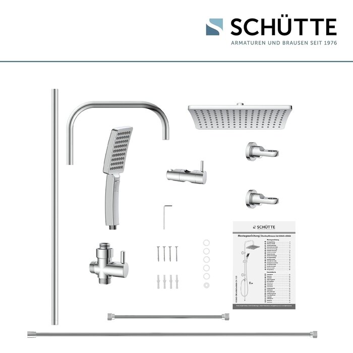Duschsystem mit Regendusche & Handbrause - 34% Rabatt - Chrom - höhenverstellbar