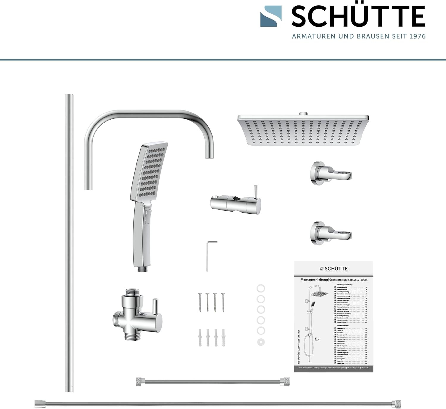 Duschsystem mit Regendusche & Handbrause - 34% Rabatt - Chrom - höhenverstellbar