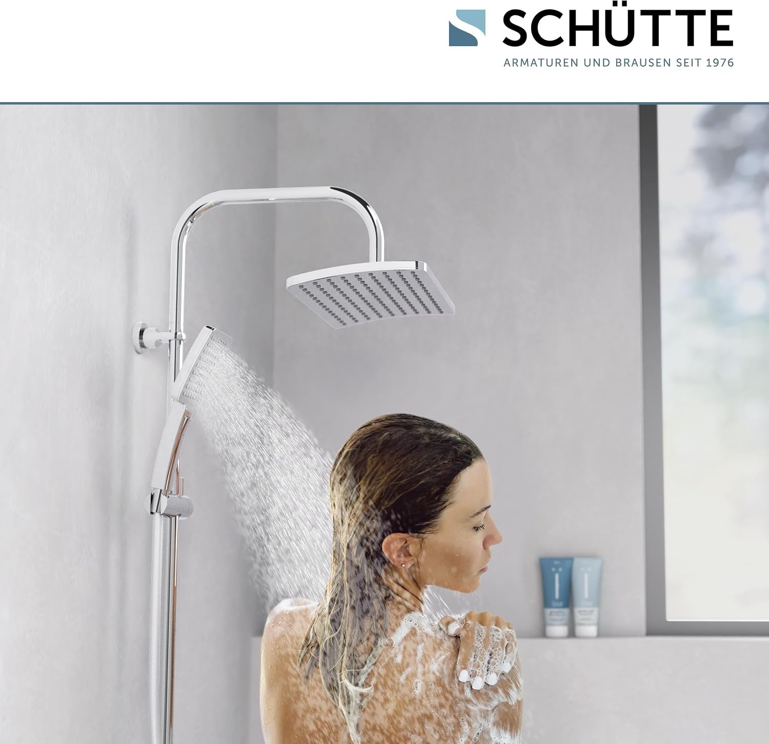 Duschsystem mit Regendusche & Handbrause - 34% Rabatt - Chrom - höhenverstellbar