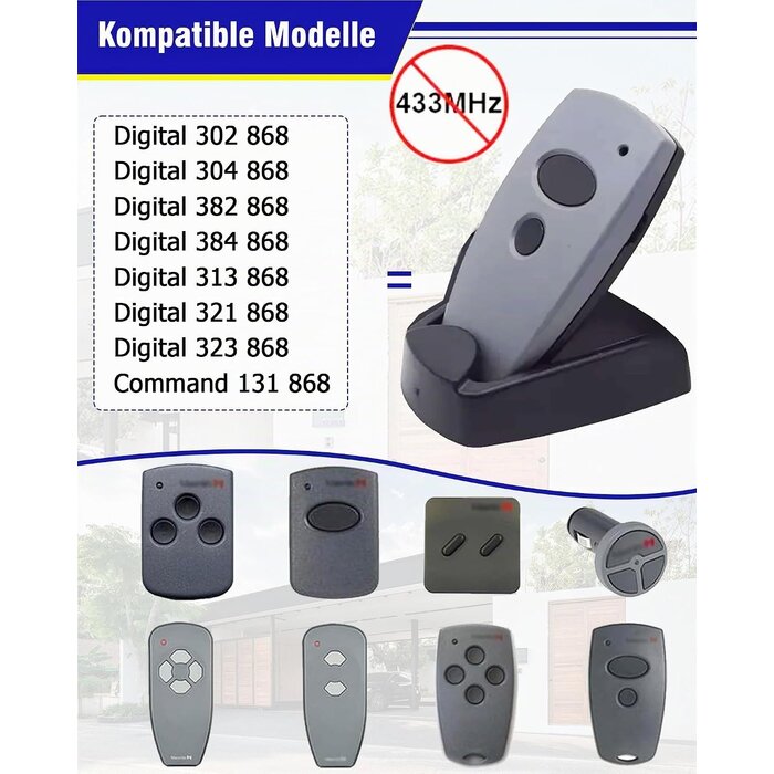 Garagentor-Handsender 868 MHz 2-Kanal kompatibel mit Marantec - 31% Rabatt