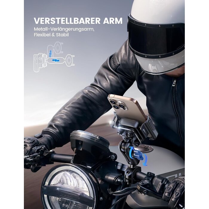 Robuste Aluminium Motorrad-Handyhalterung - 33% Rabatt - 360° drehbar