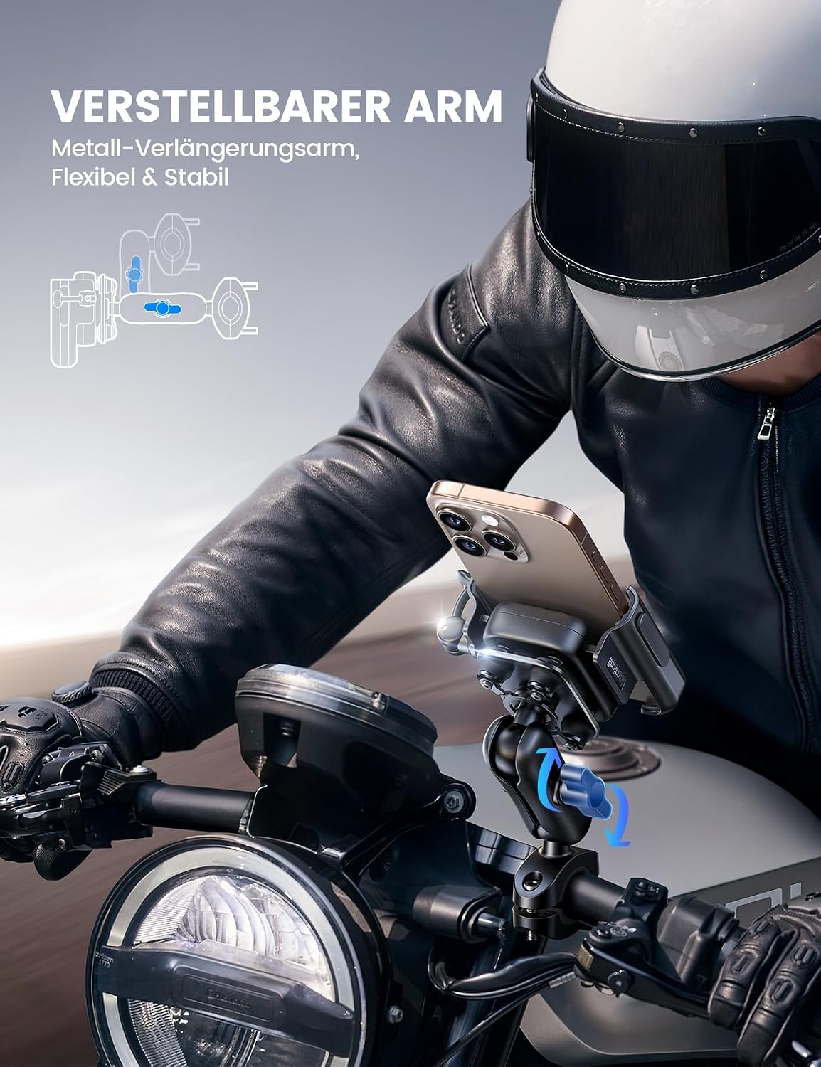 Robuste Motorrad-Handyhalterung, 360° drehbar - Jetzt 33% Rabatt sichern