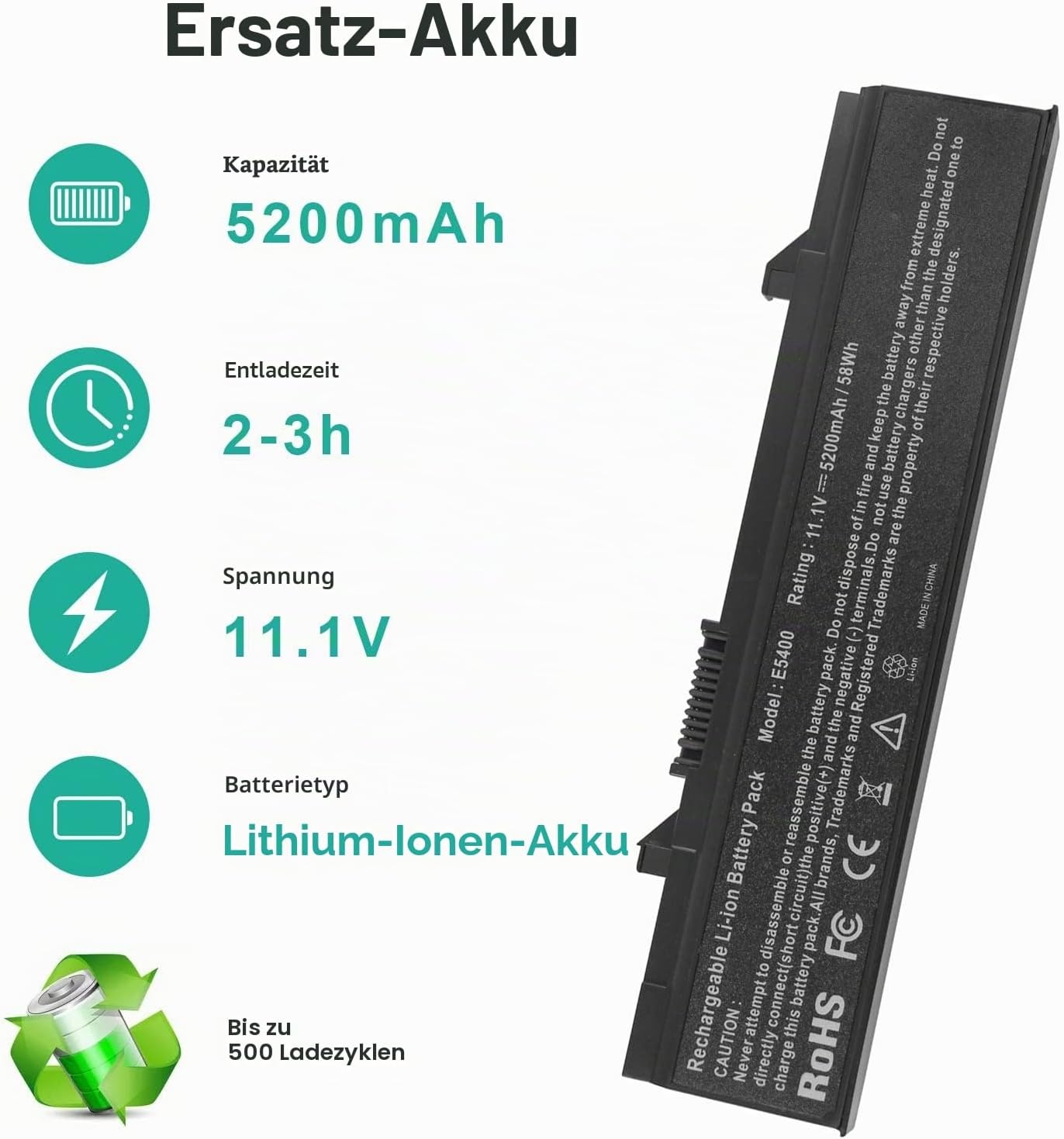 Asuncell Laptop-Akku für Dell Latitude E5400/E5500 - 5200 mAh - 30% Rabatt