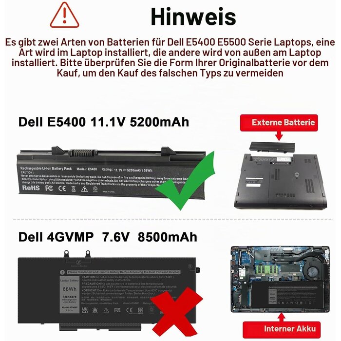Asuncell Laptop-Akku für Dell Latitude E5400/E5500 - 5200 mAh - 30% Rabatt