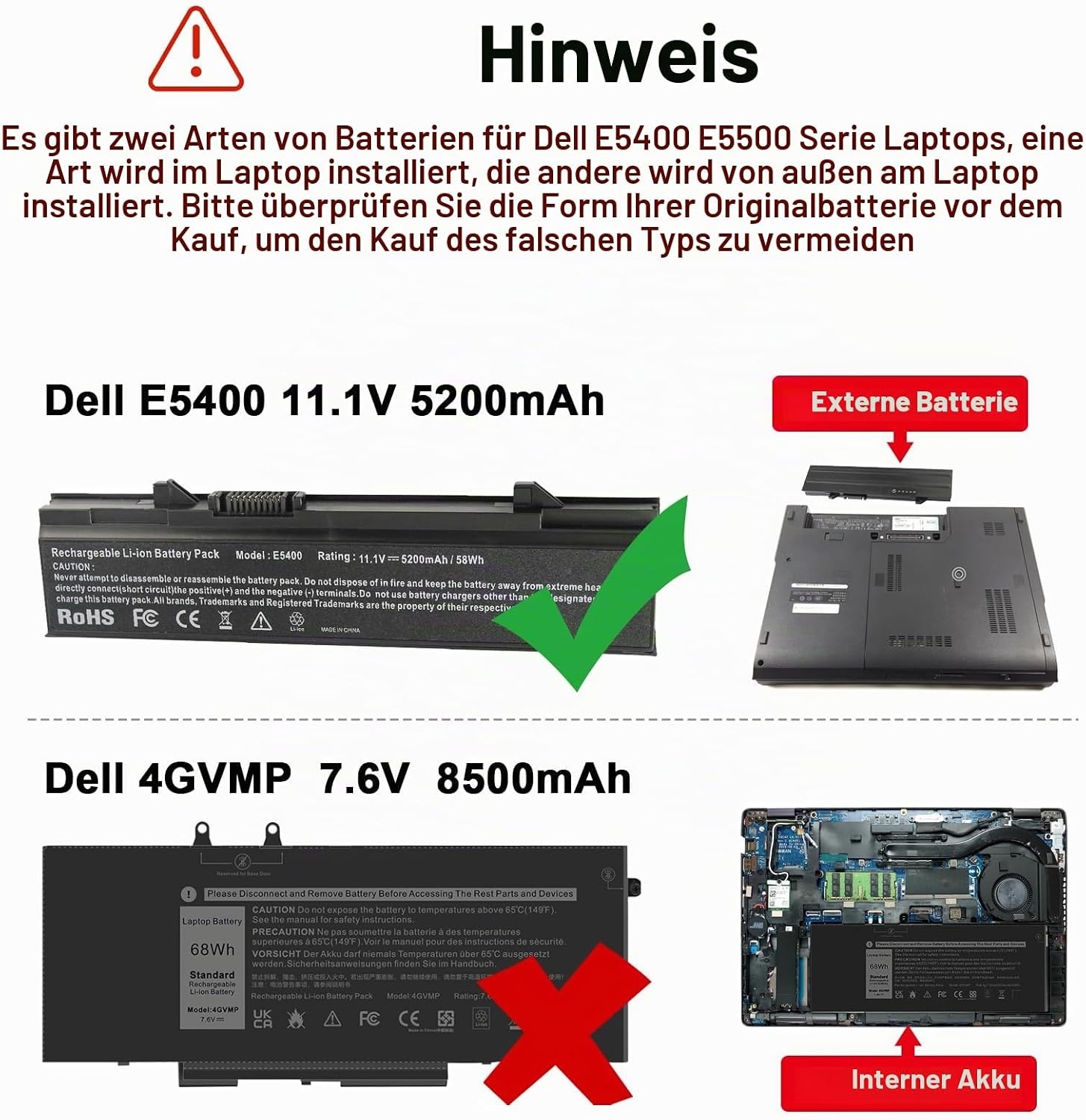 Asuncell Laptop-Akku für Dell Latitude E5400/E5500 - 5200 mAh - 30% Rabatt