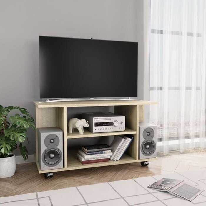 Vidaxl TV-Lowboard auf Rollen Sonoma Eiche 80x40x45cm - 33% Rabatt