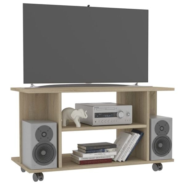 Vidaxl TV-Lowboard auf Rollen Sonoma Eiche 80x40x45cm - 33% Rabatt