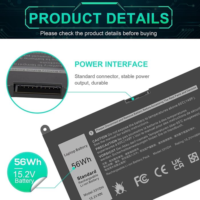 Asuncell Ersatzakku für Dell Inspiron 15/17 - 56Wh - 31% Rabatt
