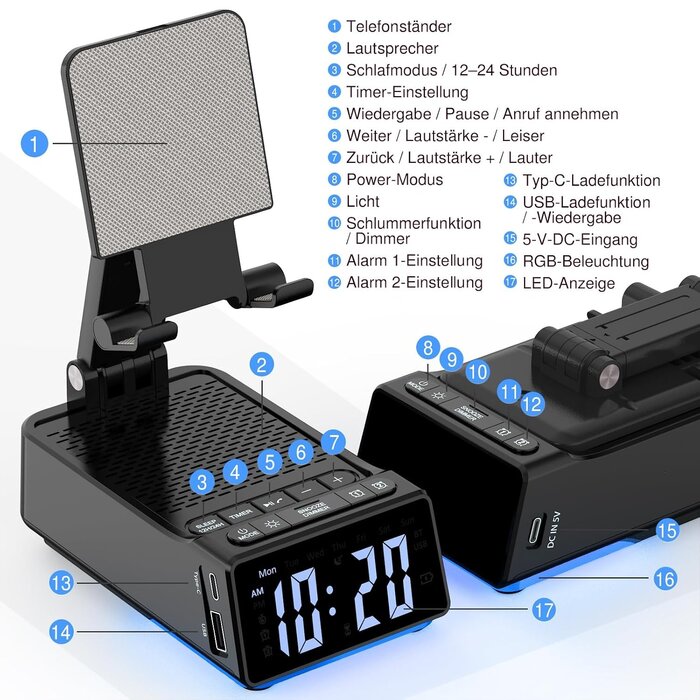 Tragbarer Bluetooth-Lautsprecher & Handyhalter - 33% Rabatt