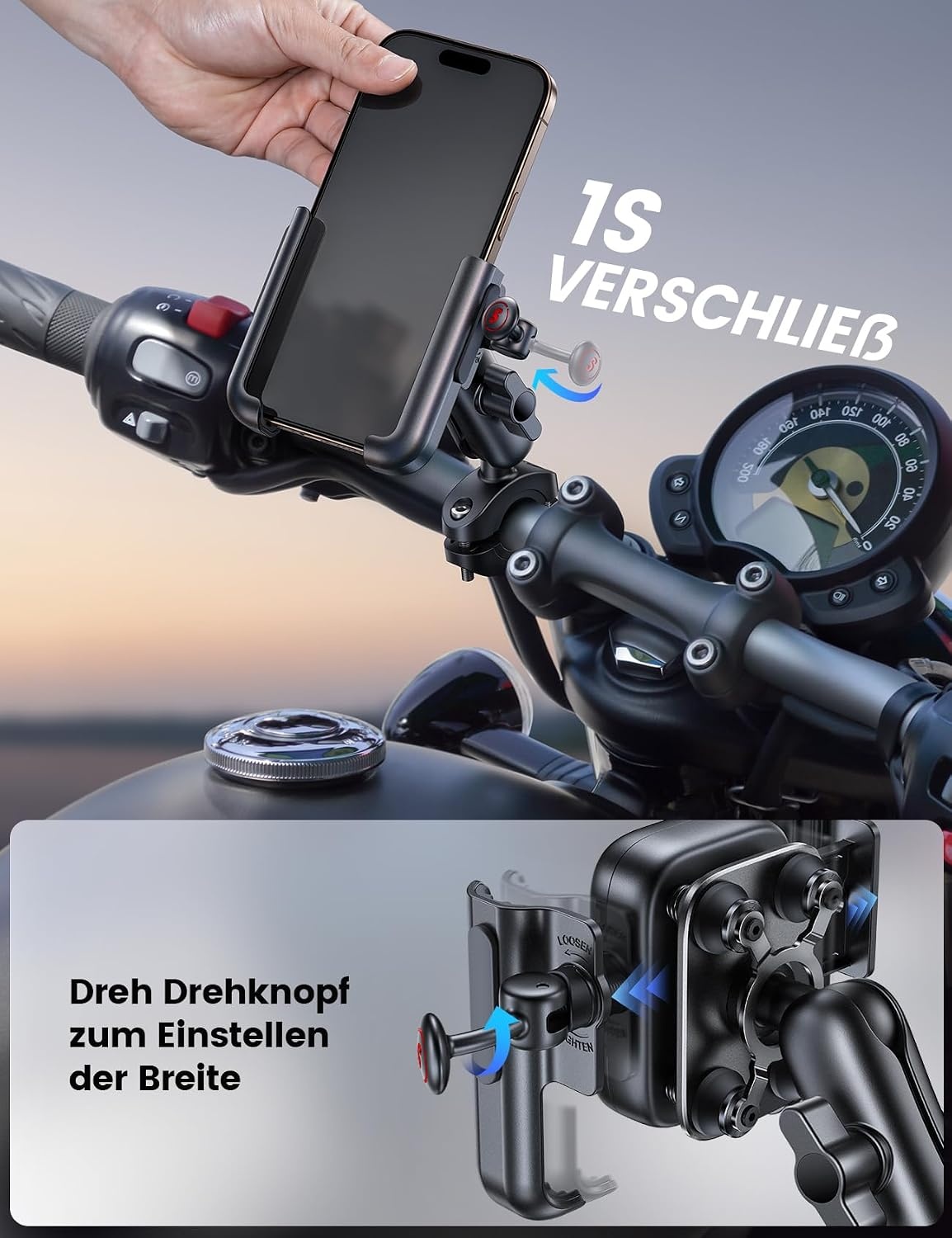 Lamicall Robuste Motorrad Handyhalterung, 360° drehbar - 33% Rabatt