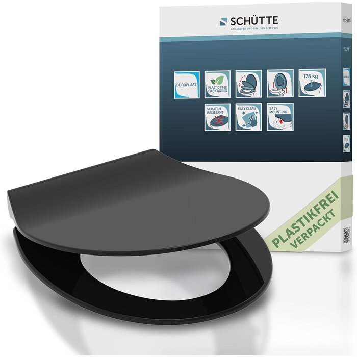 WC-Sitz Universal Slim Schwarz mit Absenkautomatik - 31% Rabatt