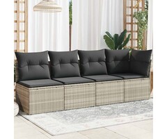 Vidaxl 4-Sitzer Gartenbank Poly-Rattan Hellgrau - 35% Rabatt