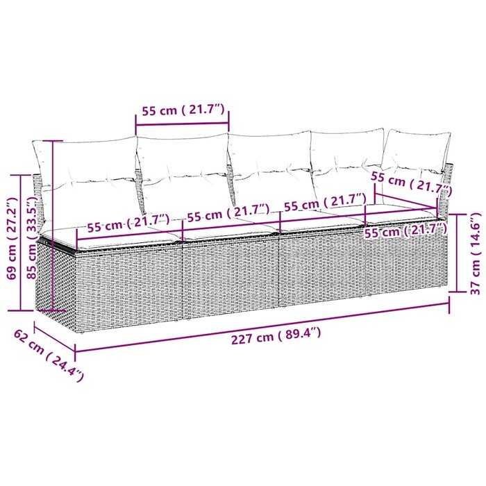 Vidaxl 4-Sitzer Gartenbank Poly-Rattan Hellgrau - 35% Rabatt