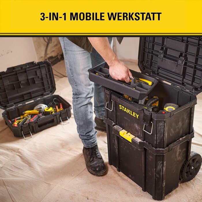 Modulare 3-in-1 Werkzeug-Rollbox 80L, robust & mobil - 34% Rabatt