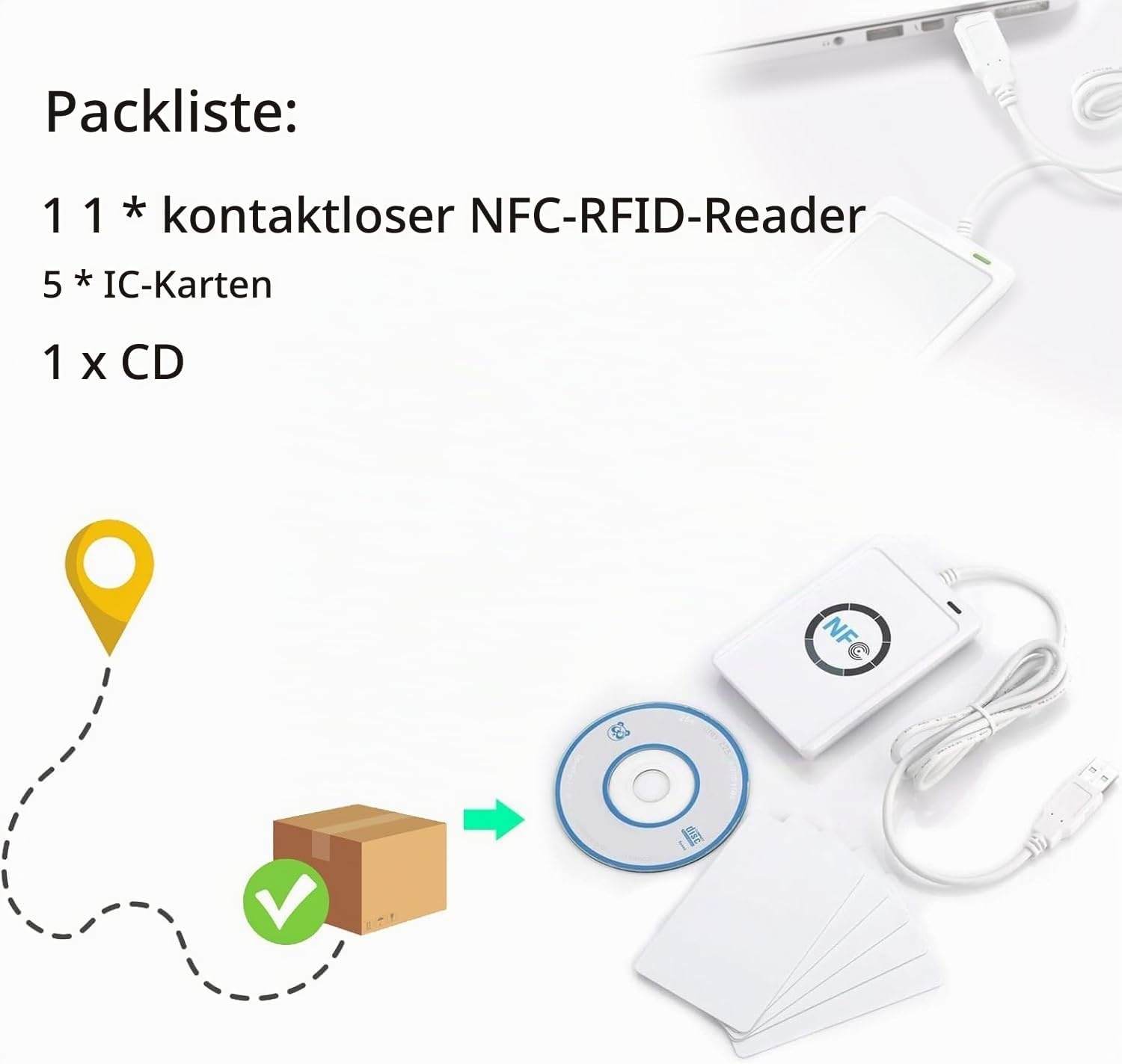 ACR122U NFC RFID-Lesegerät USB - 32% Rabatt - Kontaktlos Smartcard-Reader