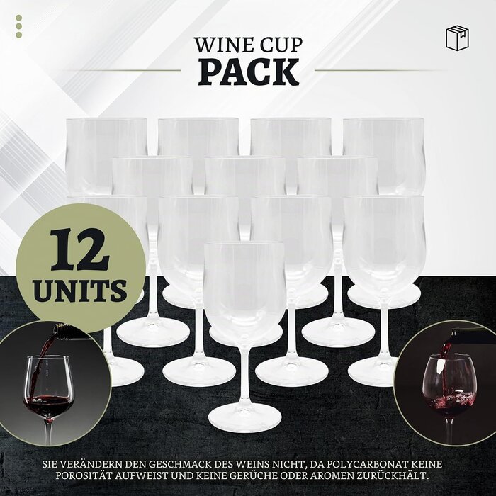 12er Set Polycarbonat Weingläser 300 ml - Unzerbrechlich - 33% Rabatt