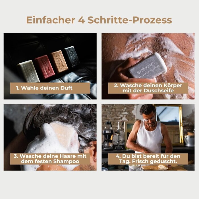 Festes Duschgel & Shampoo Set für Männer - 4 Stück - 33% Rabatt