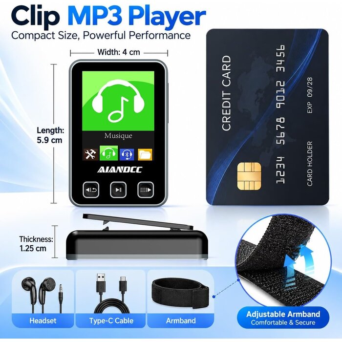 MP3-Player 32GB für Sport - Bluetooth 5.3 - Inkl. Armband - 31% Rabatt