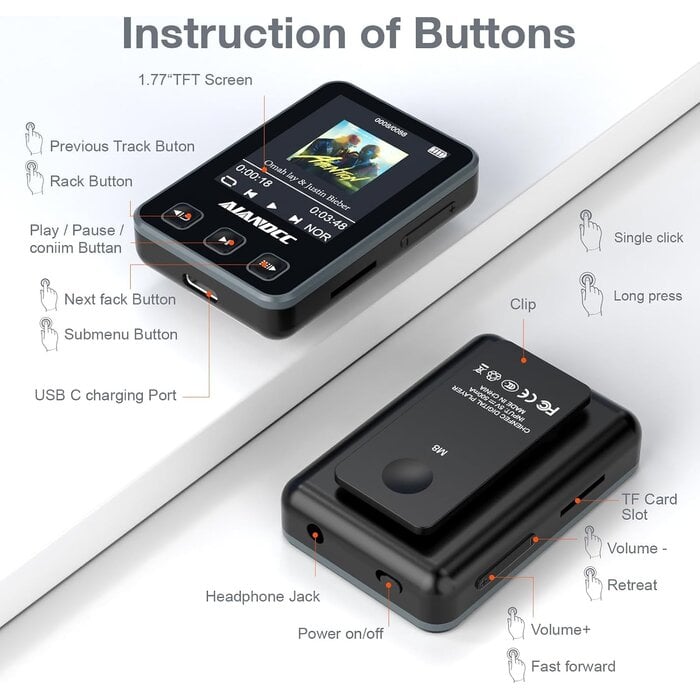 MP3-Player 32GB für Sport - Bluetooth 5.3 - Inkl. Armband - 31% Rabatt