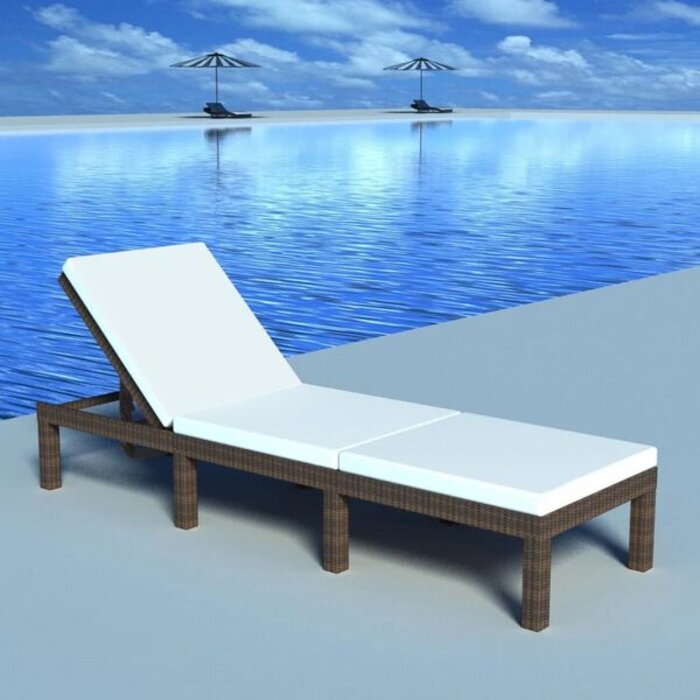 Vidaxl Rattan-Sonnenliege in Braun - 195 x 60 cm - 35% Rabatt