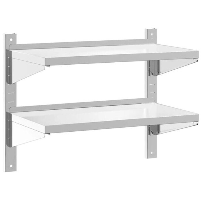 Vidaxl Wandregal 2-Ebenen 75x40x60 cm Edelstahl Silber - 33% Rabatt