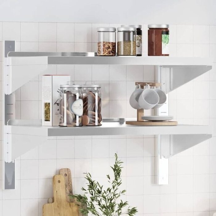 Vidaxl Wandregal 2-Ebenen 75x40x60 cm Edelstahl Silber - 33% Rabatt