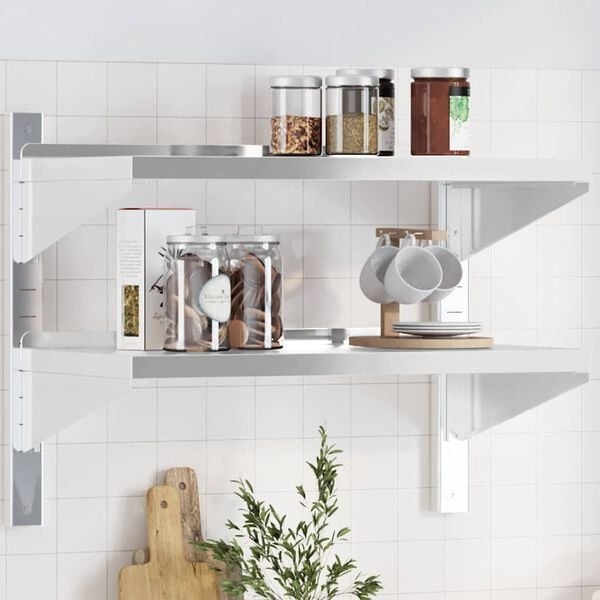 Vidaxl Wandregal 2-Ebenen 75x40x60 cm Edelstahl Silber - 33% Rabatt