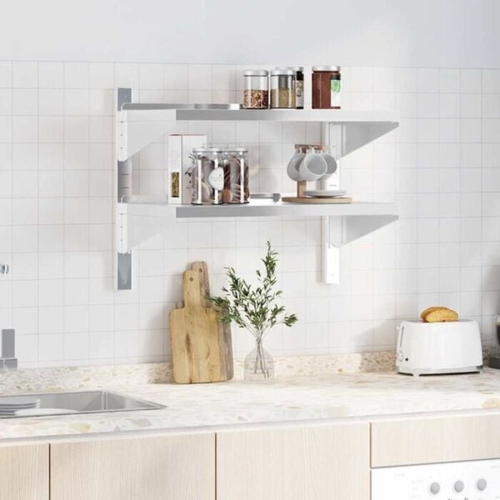 Vidaxl Wandregal 2-Ebenen 75x40x60 cm Edelstahl Silber - 33% Rabatt