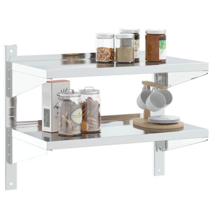 Vidaxl Wandregal 2-Ebenen 75x40x60 cm Edelstahl Silber - 33% Rabatt
