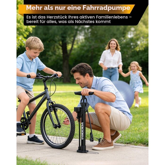 Fahrrad-Standpumpe mit Manometer - Klappbar - 29% Rabatt