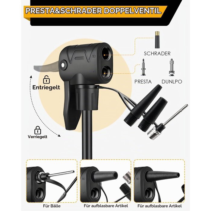 Fahrrad-Standpumpe mit Manometer - Klappbar - 29% Rabatt