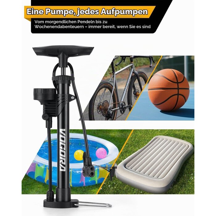 Fahrrad-Standpumpe mit Manometer - Klappbar - 29% Rabatt