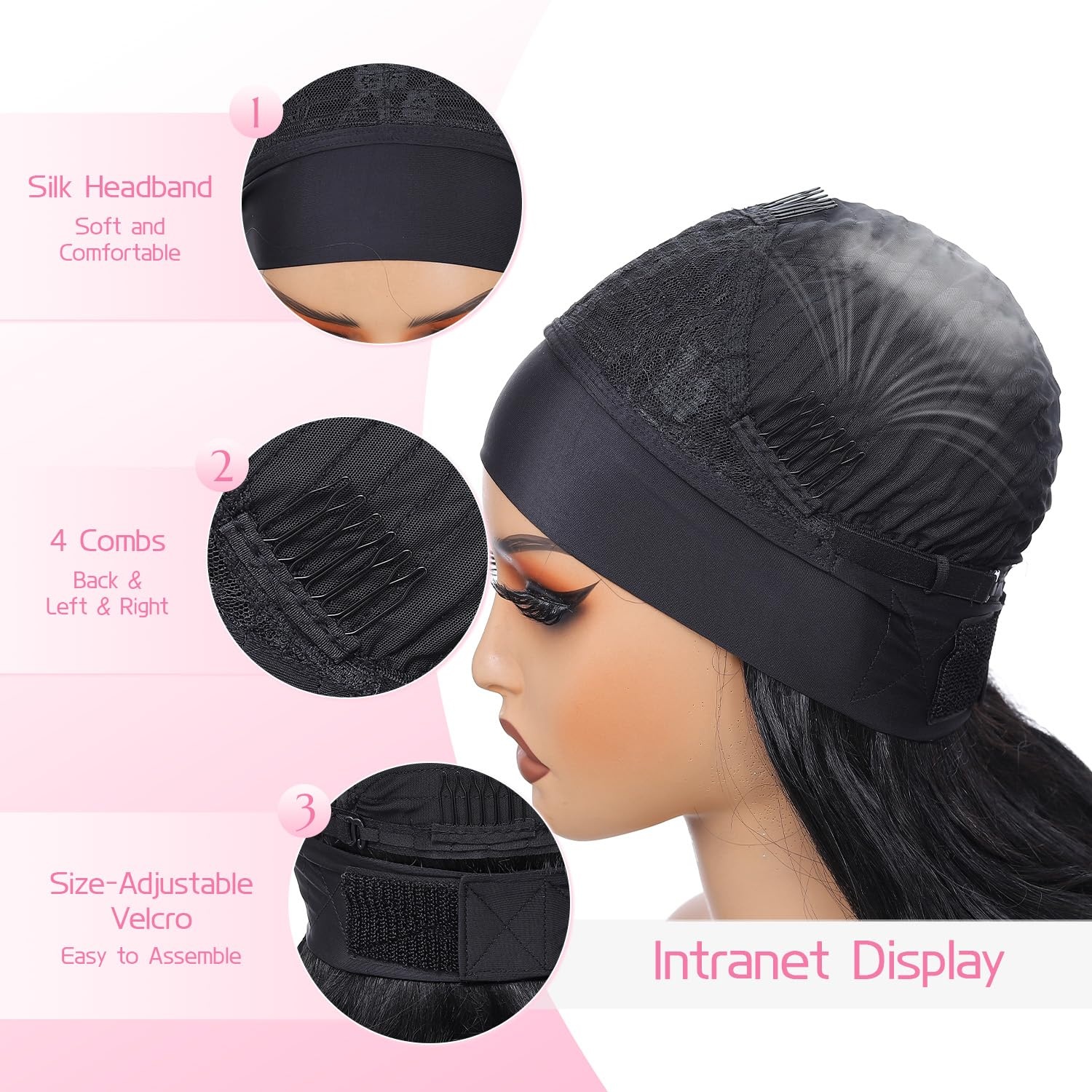 Body Wave Stirnband-Perücke Schwarz 61 cm - 31% Rabatt