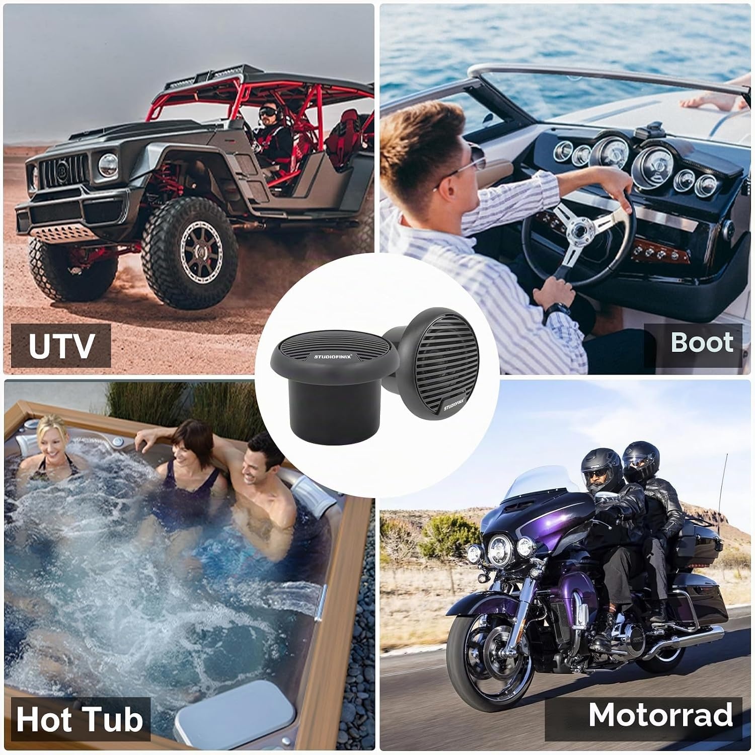Marine Lautsprecher 7,6 cm 140W IP66 Bluetooth - 33% Rabatt - Grau