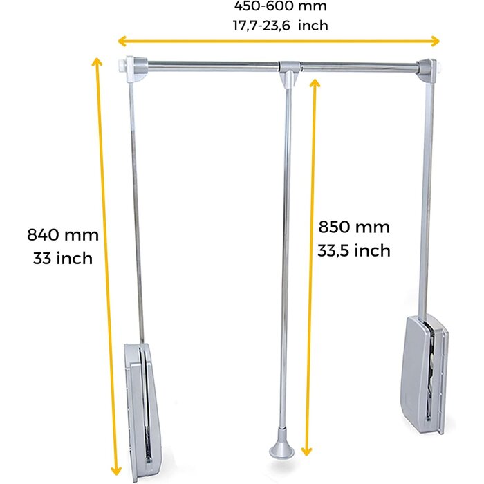 Kleiderlift ausziehbar 450-600mm white - 33% Rabatt