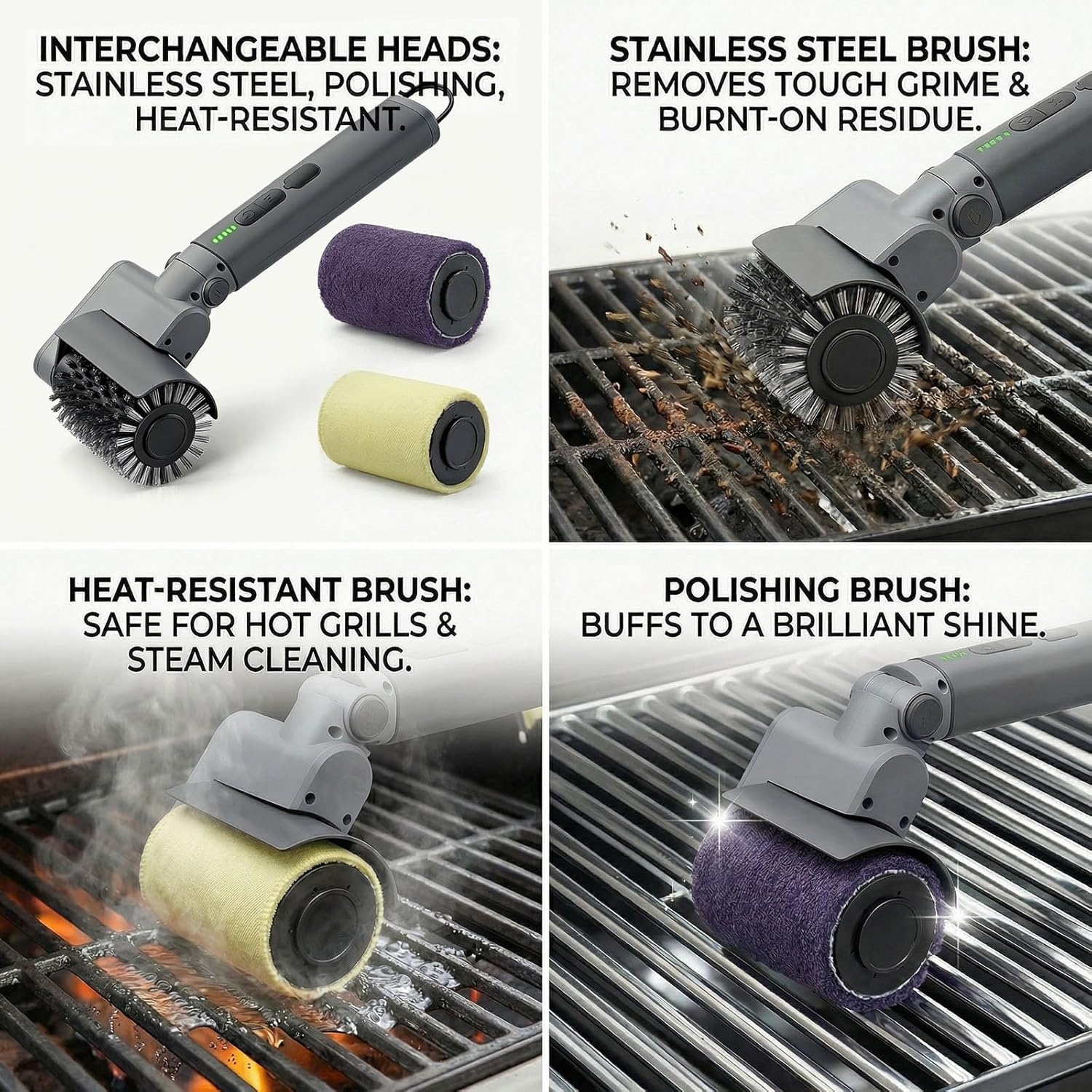 Elektrische 3-in-1 Grillbürste - Kabellos & Leistungsstark - 33% Rabatt