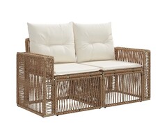 Vidaxl Modulare Gartenbank 2-Sitzer, Poly-Rattan, Beige - 41% Rabatt