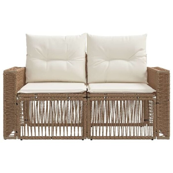 Vidaxl Gartenbank 2-Sitzer, Poly-Rattan beige, 131x62x70cm - 34% Rabatt