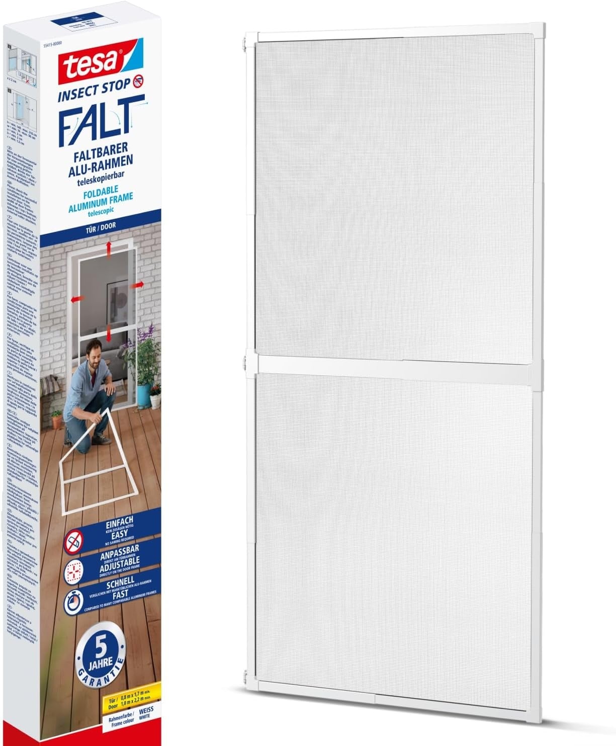 Insektenschutz-Falttür, weiß, 80x170 bis 100x220 cm, 34% Rabatt