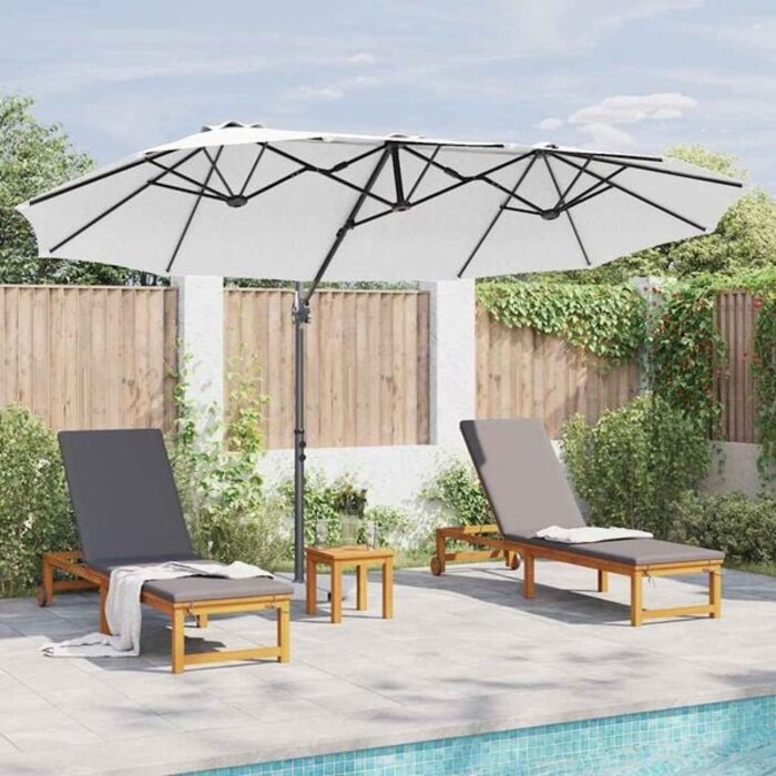 Vidaxl Rechteckiger Sonnenschirm 372x198cm, Sand - 35% Rabatt