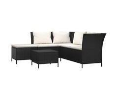 Vidaxl 4-teiliges Poly-Rattan Lounge-Set, Schwarz - 41% Rabatt