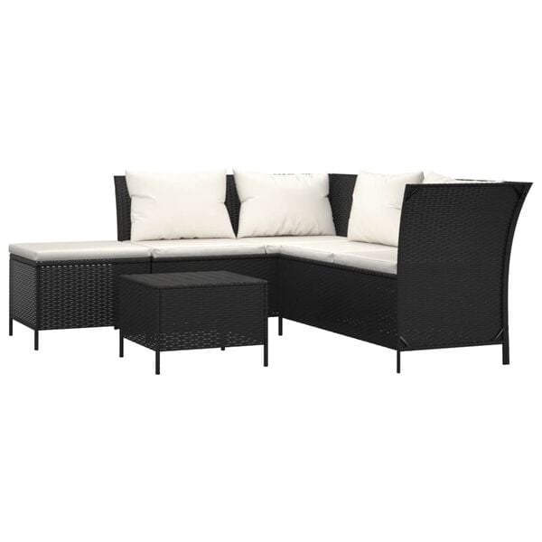 Vidaxl 4-tlg. Lounge-Set Poly-Rattan Schwarz - 35% Rabatt