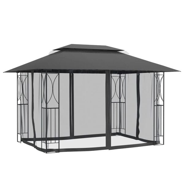Gartenpavillon 400x300x270 cm Stahl Anthrazit - 35% Rabatt