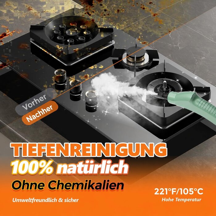 Handdampfreiniger 2500W mit 1,1L Tank - Grün - 33% Rabatt
