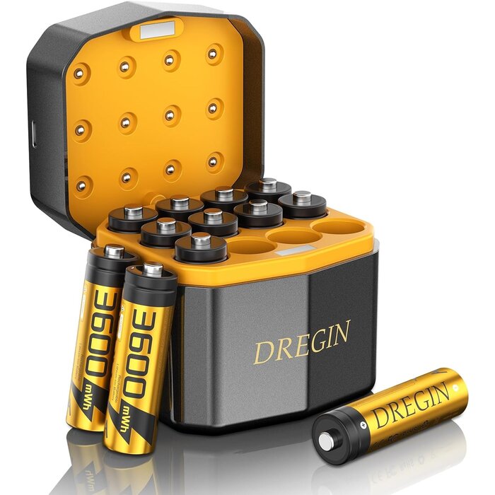 12er AA Lithium-Batterien mit Ladegerät - 1,5V - 32% Rabatt