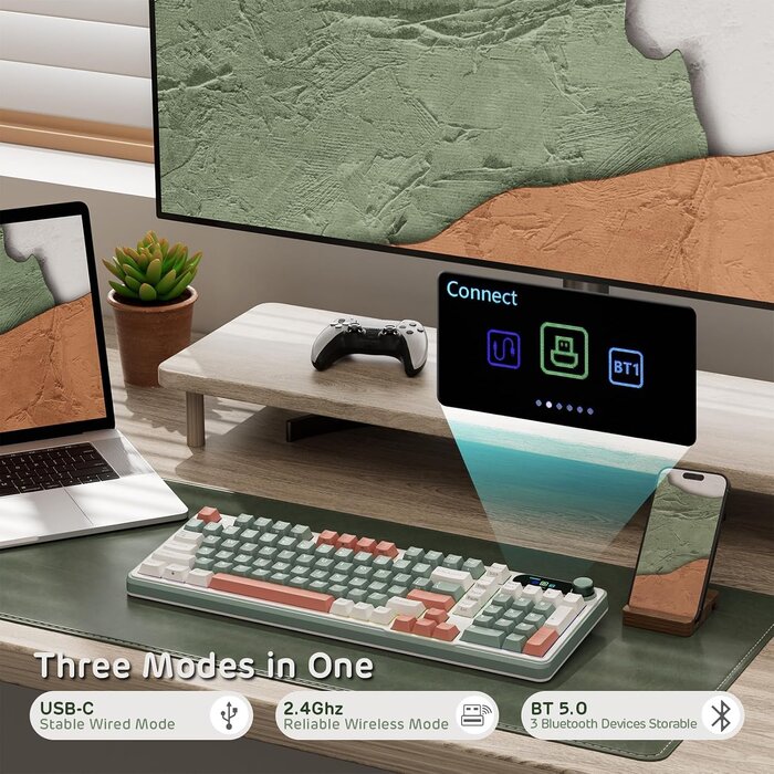 Mechanische 96% Tastatur, QWERTZ, Wireless, Display & Drehregler - 34% Rabatt
