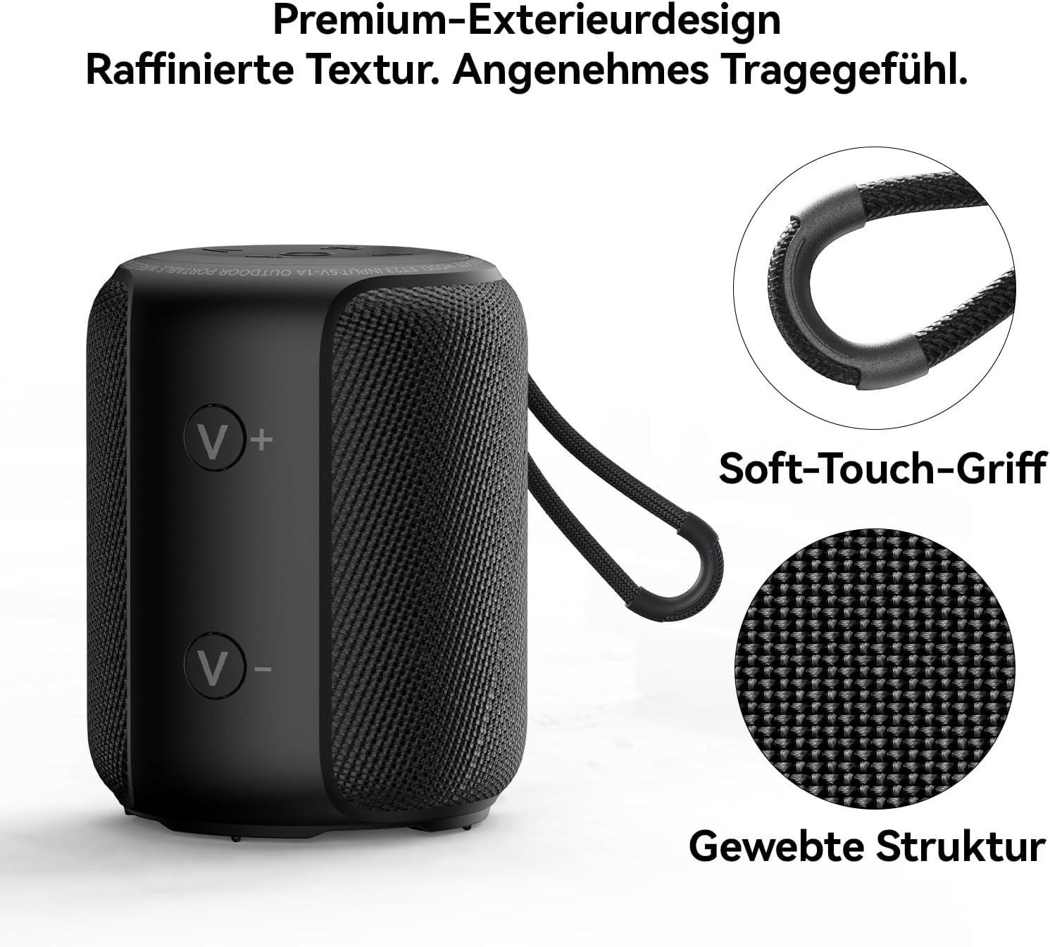 Tragbarer Bluetooth-Lautsprecher IPX6 Schwarz - 30% Rabatt