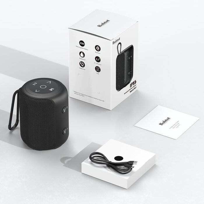 Tragbarer Bluetooth-Lautsprecher IPX6 Schwarz - 30% Rabatt