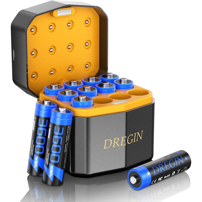 12er Set AA Lithium-Batterien 1,5V mit Ladegerät - 32% Rabatt